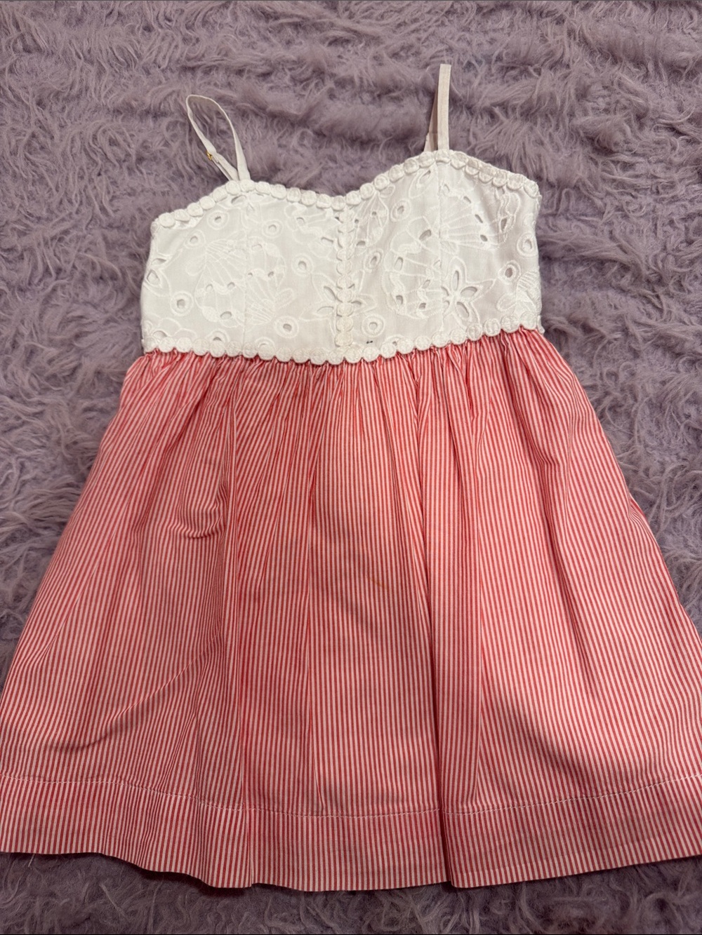 Lilly Pulitzer White Eyelet Bodice Pink Striped Sundress